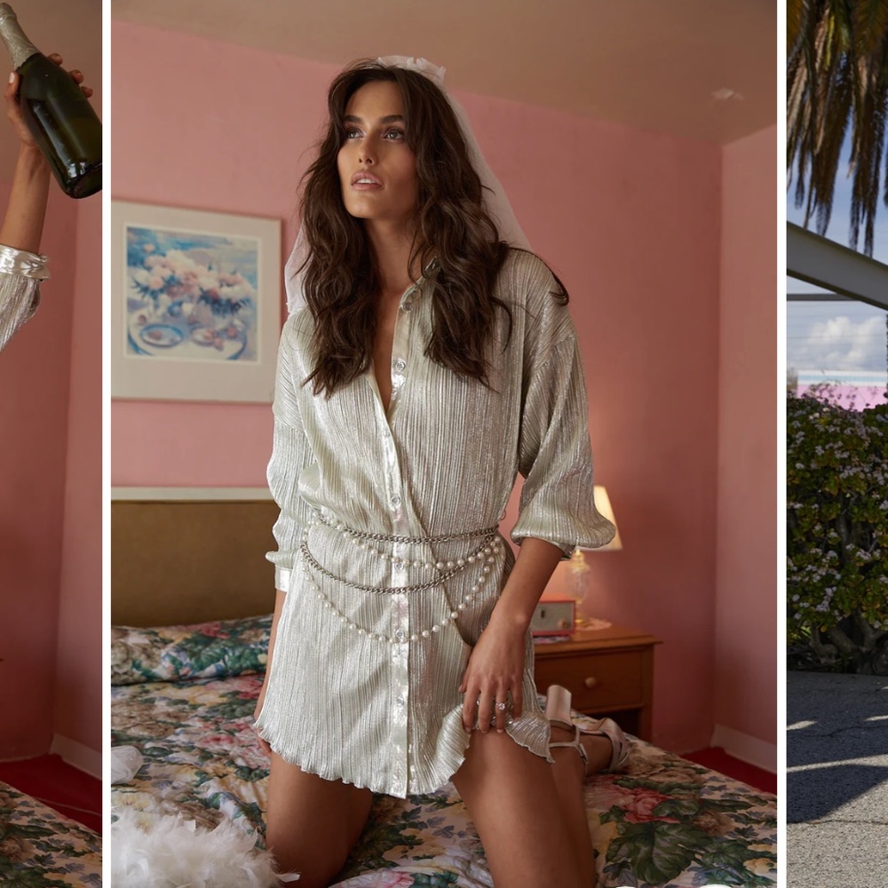 12th Tribe champagne button up tie dress